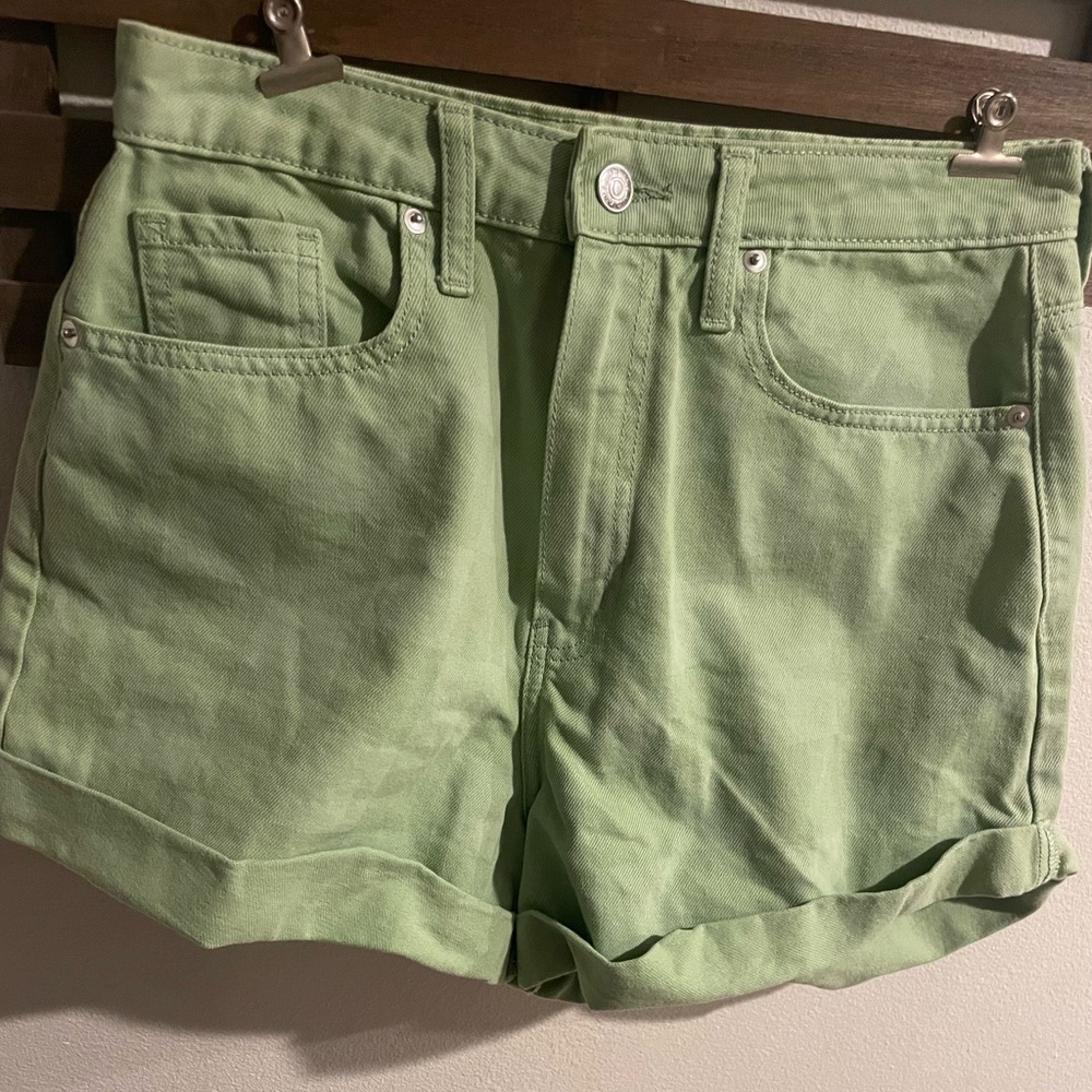 Wild Fable Casual Green Checkered Cargo Shorts Size 8